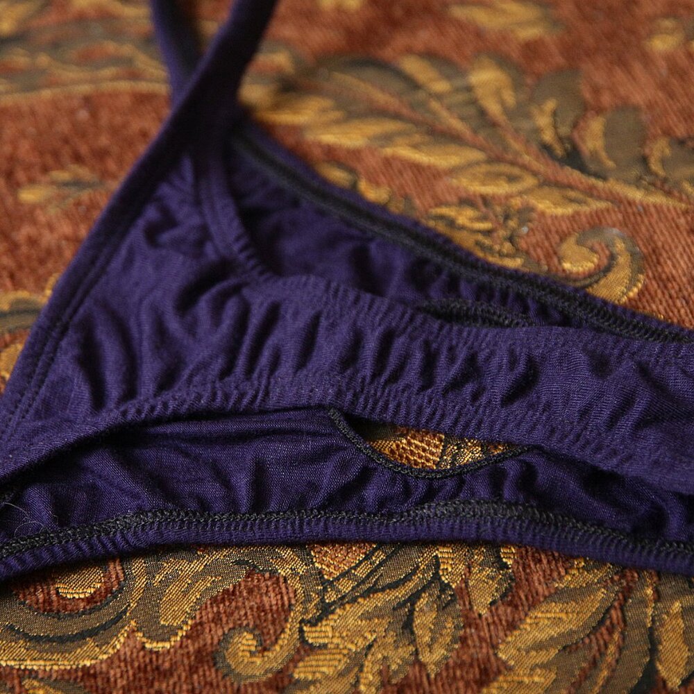 Mens Dark Purple O Ring Pouch Thong Handmade - Picture 5 of 5